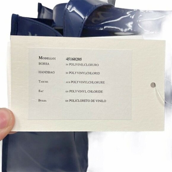 NEW Max Mara Womens Tote Bag Purse Blue Patent - Picture 11 of 12